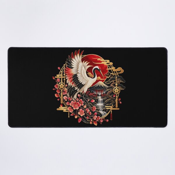 Item preview, Japanese Red-Crowned Crane Cherry Blossom Art designed and sold by D69 Designs.