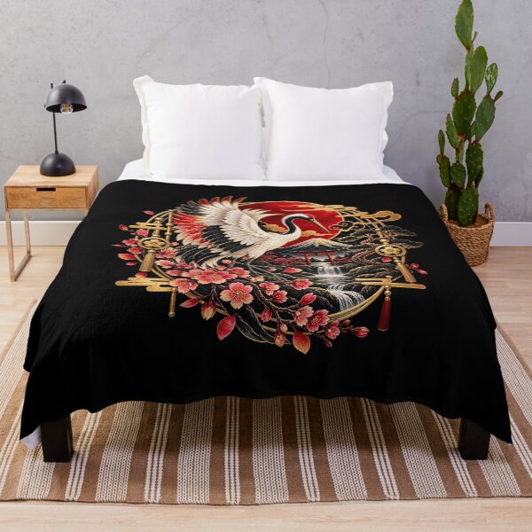 Item preview, Japanese Red-Crowned Crane Cherry Blossom Art designed and sold by D69 Designs.