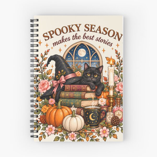 Item preview, Spooky Season Makes The Best Stories Cozy Black Cat And Books Halloween Art designed and sold by MAGICKEY2024.