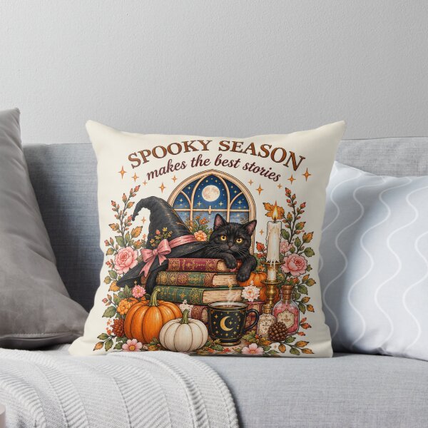 Item preview, Spooky Season Makes The Best Stories Cozy Black Cat And Books Halloween Art designed and sold by MAGICKEY2024.