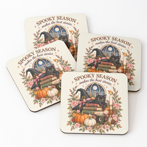 Item preview, Spooky Season Makes The Best Stories Cozy Black Cat And Books Halloween Art designed and sold by MAGICKEY2024.