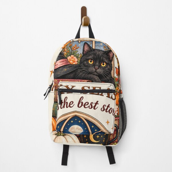 Item preview, Spooky Season Makes The Best Stories Cozy Black Cat And Books Halloween Art designed and sold by MAGICKEY2024.