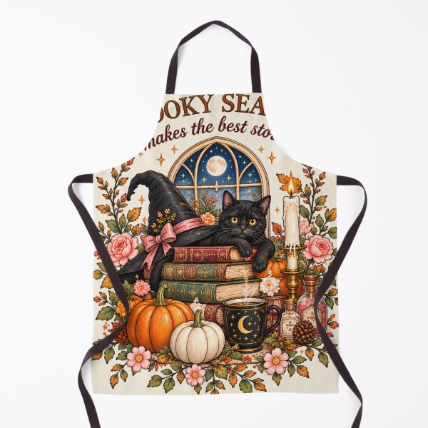 Item preview, Spooky Season Makes The Best Stories Cozy Black Cat And Books Halloween Art designed and sold by MAGICKEY2024.