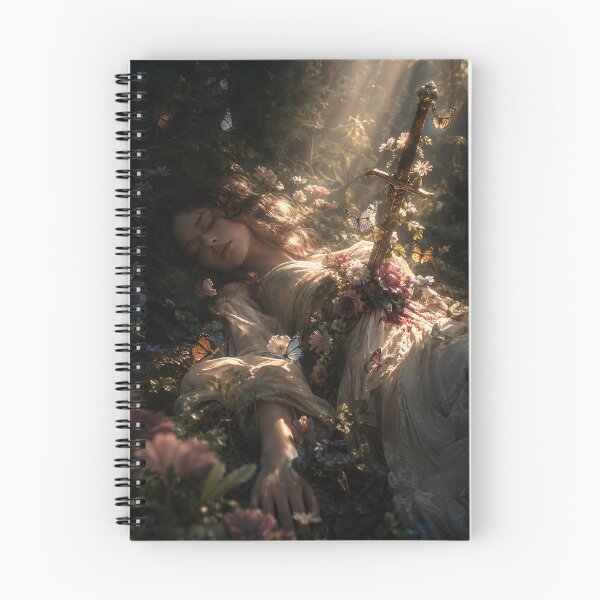 Item preview, Surreal Woman Healing Through Pain – Sword and Flowers Dark Forest Fine Art designed and sold by stylishdzign.