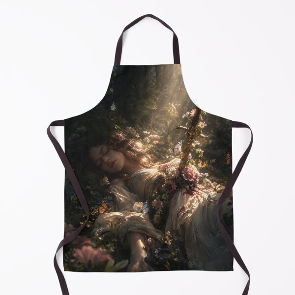 Item preview, Surreal Woman Healing Through Pain – Sword and Flowers Dark Forest Fine Art designed and sold by stylishdzign.