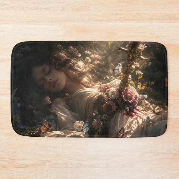 Item preview, Surreal Woman Healing Through Pain – Sword and Flowers Dark Forest Fine Art designed and sold by stylishdzign.