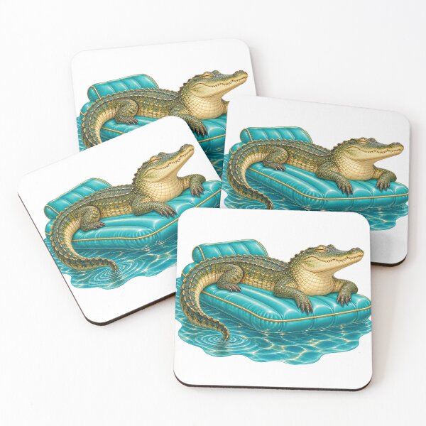 Item preview, Crocodile on vacation on his inflatable mattress designed and sold by Lazenco.