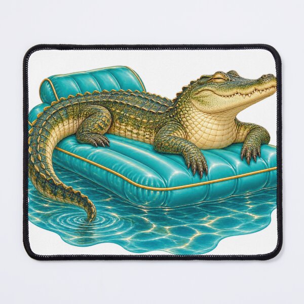Item preview, Crocodile on vacation on his inflatable mattress designed and sold by Lazenco.