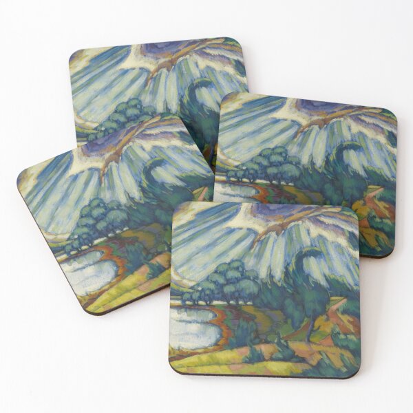 Item preview, Rays of sunlight shining down over Lake Pühajarv forest alpin elandscape painting by Konrad Magi designed and sold by Jéanpaul  Ferro.