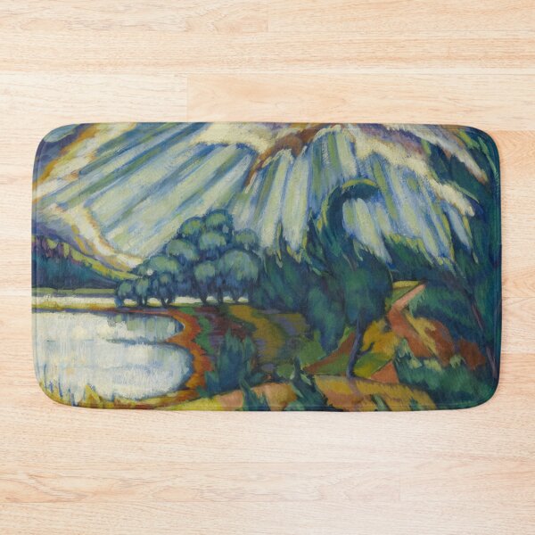 Item preview, Rays of sunlight shining down over Lake Pühajarv forest alpin elandscape painting by Konrad Magi designed and sold by Jéanpaul  Ferro.