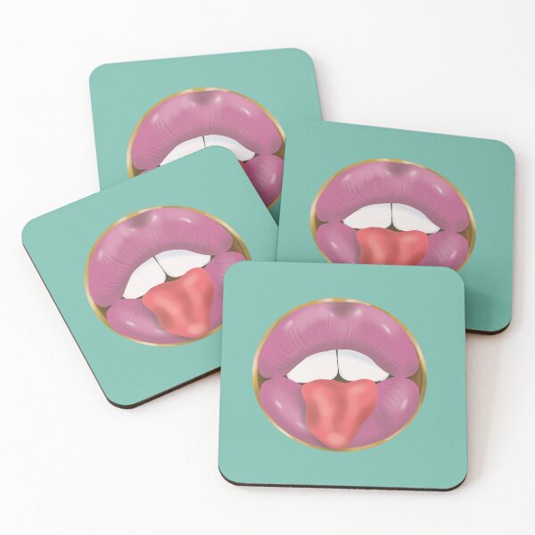 Item preview, Rebel Lips Pop Art – Pink Lips on SeaBlue Background designed and sold by GoldenRebels.
