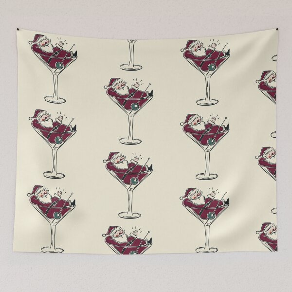 Item preview, Santa Claus in Martini Glass Holiday Spirits Cocktail Art designed and sold by Claudia S. Design.
