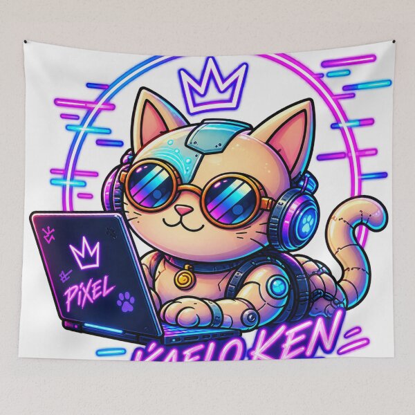 Item preview, Pixel – Cyberpunk Cat | Kaelo Ken Neon Gamer designed and sold by Kaelo Ken.