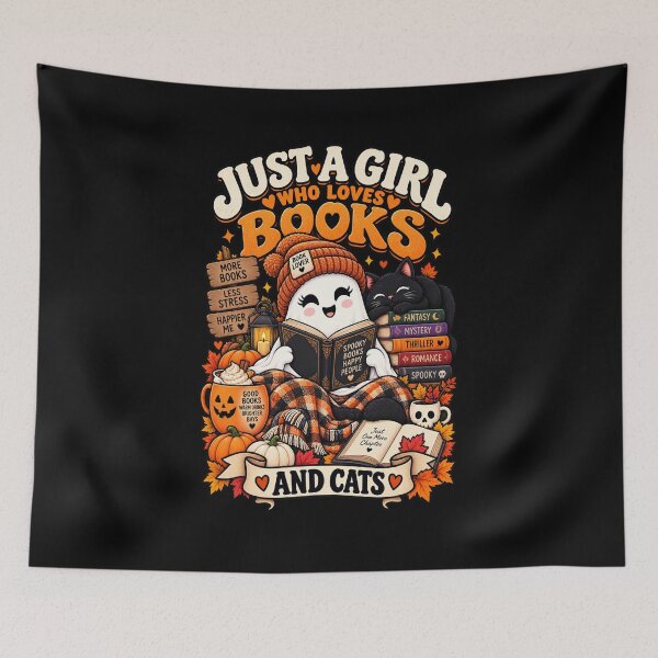 Item preview, Just A Girl Who Loves Books And Cats Spooky Reader designed and sold by Ridaelb.