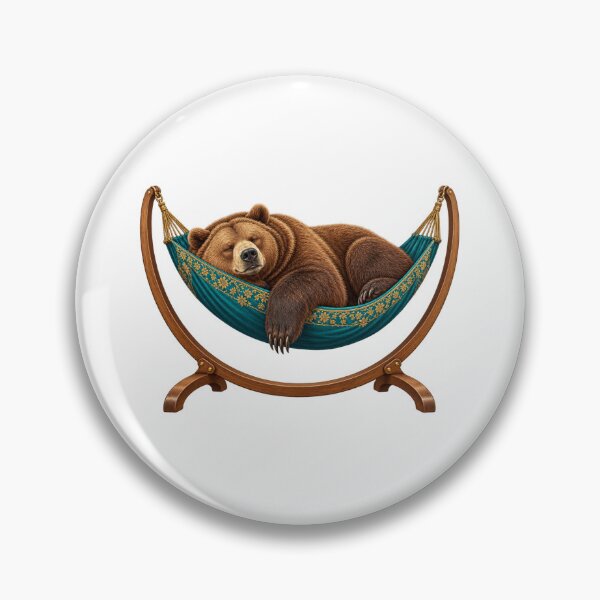 Item preview, Bear asleep in a flowery hammock designed and sold by Lazenco.