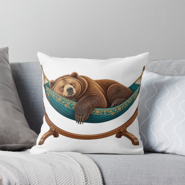 Item preview, Bear asleep in a flowery hammock designed and sold by Lazenco.