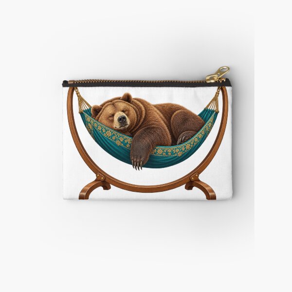 Item preview, Bear asleep in a flowery hammock designed and sold by Lazenco.