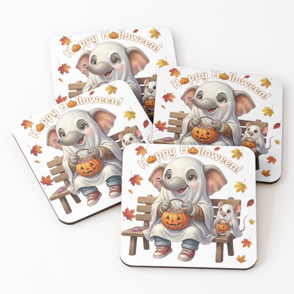 Item preview, Happy Halloween Cute Ghost Elephant and Mouse designed and sold by BonnieGlam13.