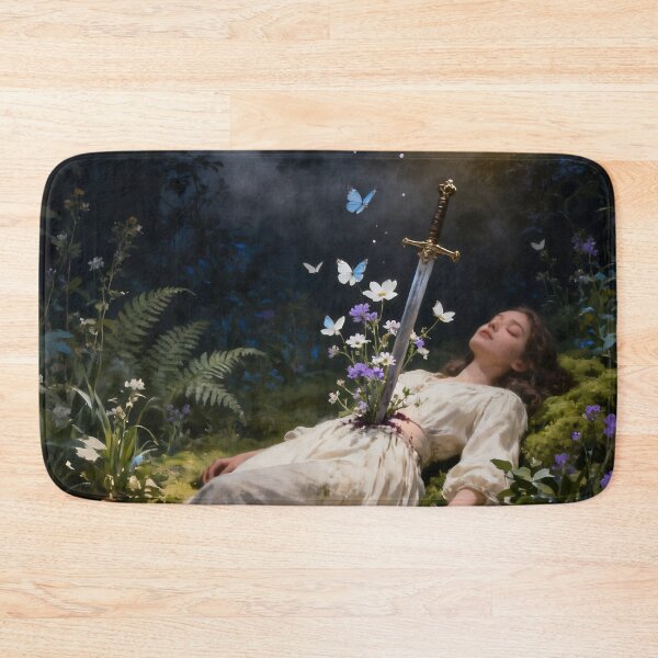 Item preview, Surreal Woman Healing Through Pain – Sword and Flowers Dark Forest Fine Art designed and sold by stylishdzign.
