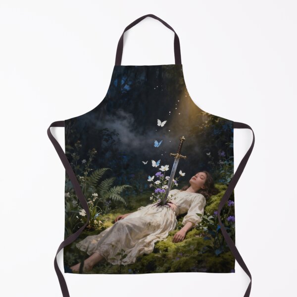 Item preview, Surreal Woman Healing Through Pain – Sword and Flowers Dark Forest Fine Art designed and sold by stylishdzign.