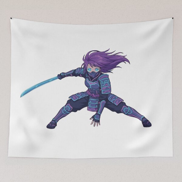 Item preview, Neon Cyberpunk Kunoichi - Futuristic Anime Samurai Girl designed and sold by DevXSolver.