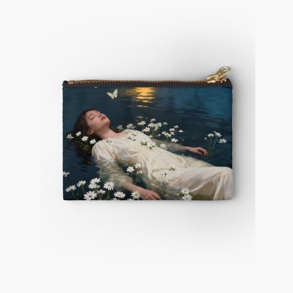 Item preview, Dreamy Woman Lake Wall Art, Ethereal Water Lily Fine Art, Melancholic Nature Print designed and sold by stylishdzign.