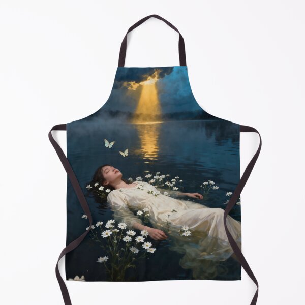 Item preview, Dreamy Woman Lake Wall Art, Ethereal Water Lily Fine Art, Melancholic Nature Print designed and sold by stylishdzign.