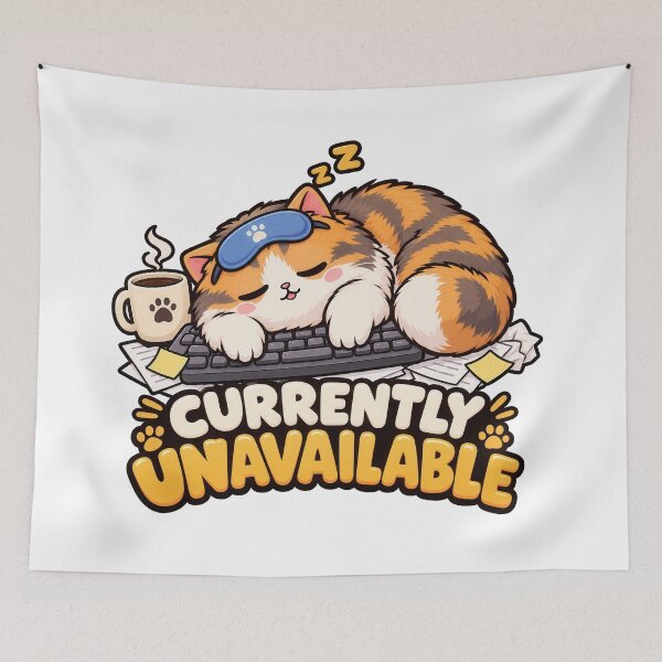Item preview, Cute Sleeping Cat Currently Unavailable Keyboard Funny designed and sold by VELORIA706.