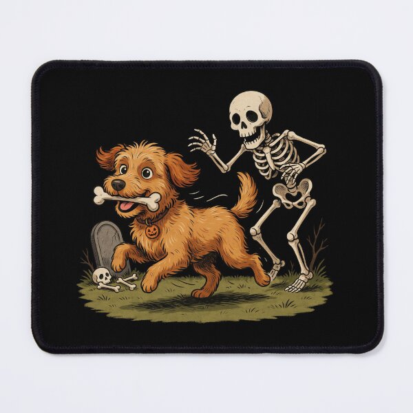 Item preview, Funny Goldendoodle Dog Stealing Bone from Skeleton Halloween designed and sold by ZACK ART.