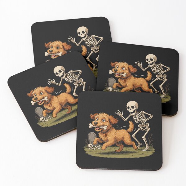 Item preview, Funny Goldendoodle Dog Stealing Bone from Skeleton Halloween designed and sold by ZACK ART.