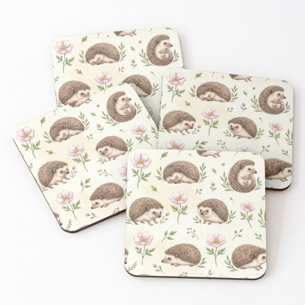 Item preview, Cute Watercolor Hedgehog Floral Pattern designed and sold by lungpleecha.