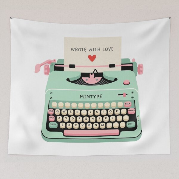 Item preview, Cute Mint Green Vintage Typewriter - Wrote with Love Aesthetic Sticker Design designed and sold by Nubian Style.