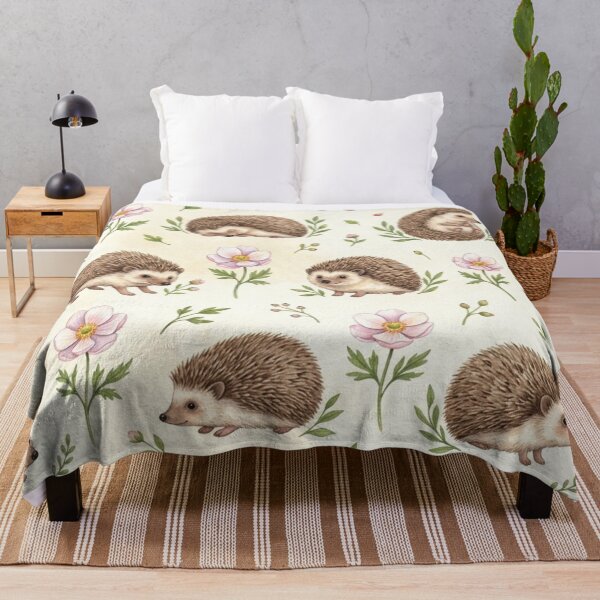 Item preview, Cute Watercolor Hedgehog Floral Pattern designed and sold by lungpleecha.