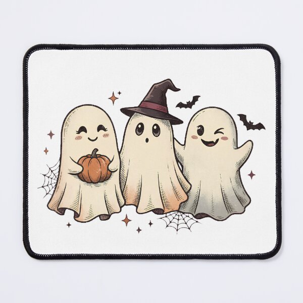 Item preview, Vintage Sketch Halloween Ghost Trio with Witch Hat and Pumpkin Illustration designed and sold by abdelski.