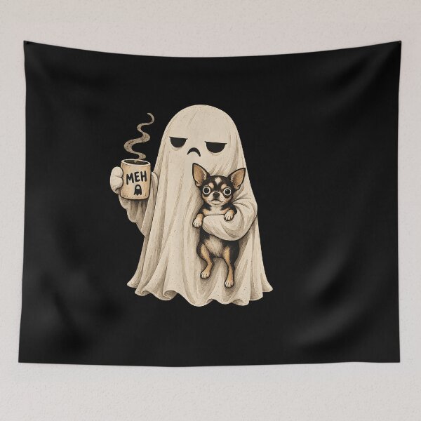 Item preview, Grumpy Ghost Chihuahua Funny Meh Coffee Halloween designed and sold by LASTIQUE-dd.