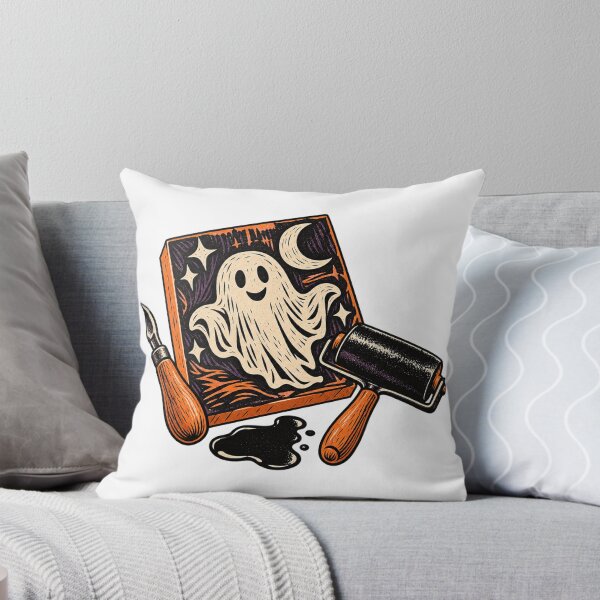 Item preview, Halloween Linocut Ghost Printmaker Art designed and sold by UrbanCanvvas.