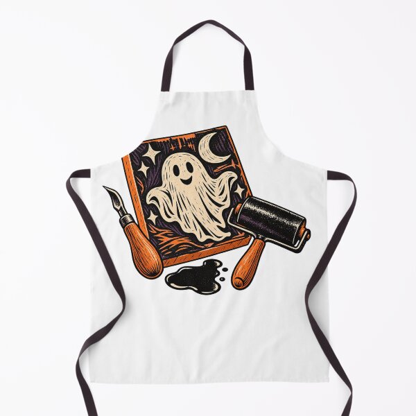 Item preview, Halloween Linocut Ghost Printmaker Art designed and sold by UrbanCanvvas.