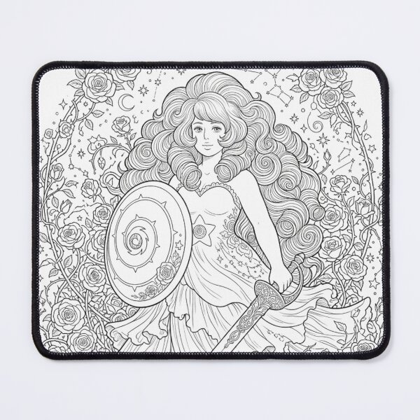 Item preview, Rose Quartz Floral Crest Shield & Sword Line Art designed and sold by 0Zetgest.