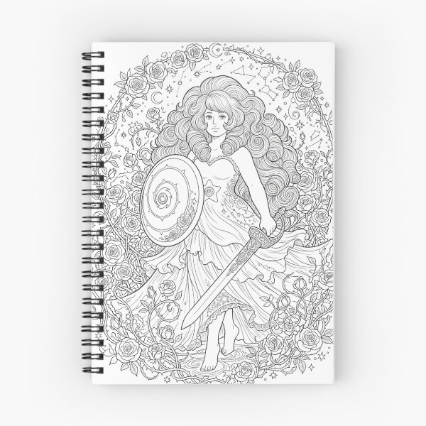 Item preview, Rose Quartz Floral Crest Shield & Sword Line Art⁠ designed and sold by 0Zetgest.