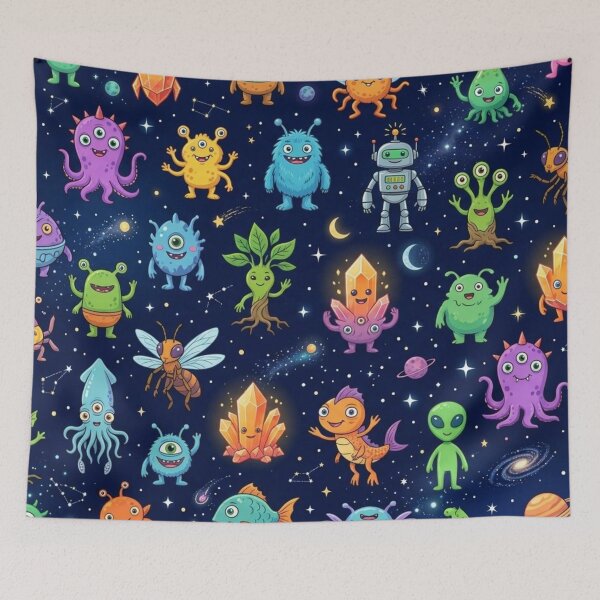 Item preview, Cute Space Monsters and Aliens Seamless Pattern designed and sold by lungpleecha.