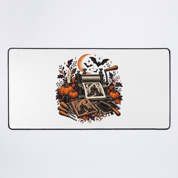 Item preview, Spooky Printmaking Studio Halloween Linocut designed and sold by UrbanCanvvas.
