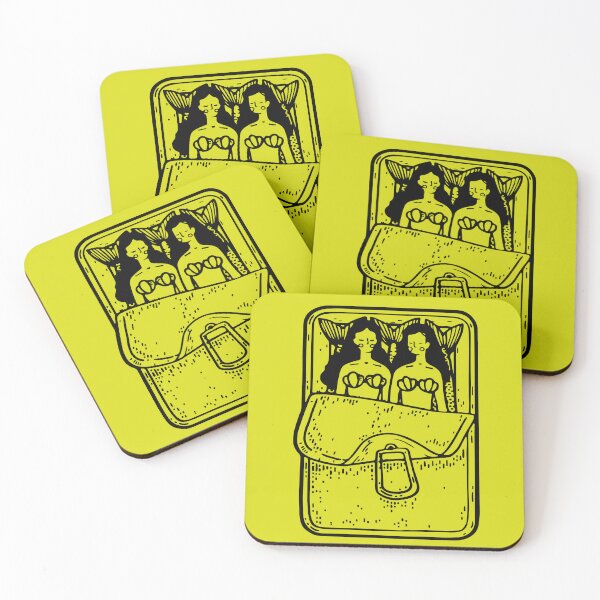 Item preview, Sardine Can Mermaids Vintage Linocut Art designed and sold by ABRAKADABRA!.