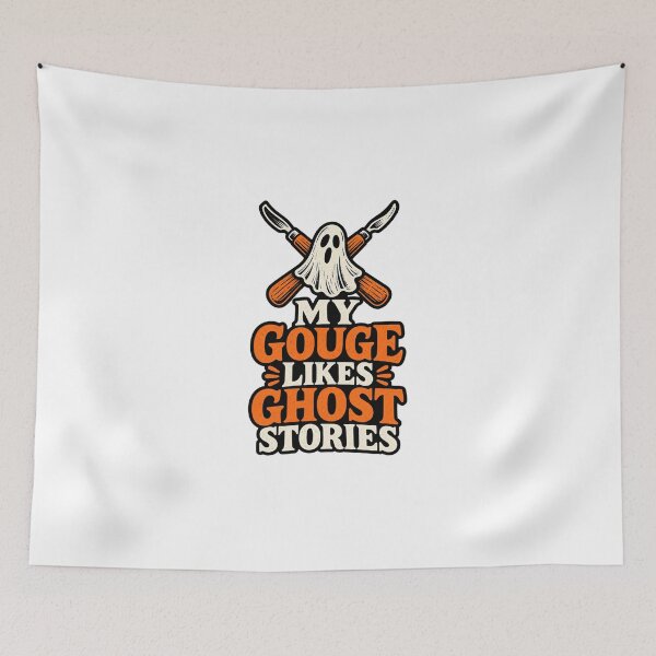 Item preview, My Gouge Likes Ghost Stories Printmaker Pun designed and sold by UrbanCanvvas.