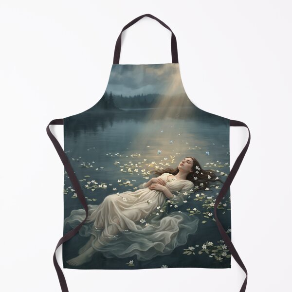 Item preview, Dreamy Woman Lake Wall Art, Ethereal Water Lily Fine Art, Melancholic Nature Print designed and sold by stylishdzign.