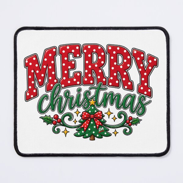 Item preview, Merry Christmas Polka Dot Red Tree Script Typography Art designed and sold by DesignArtist.ia.