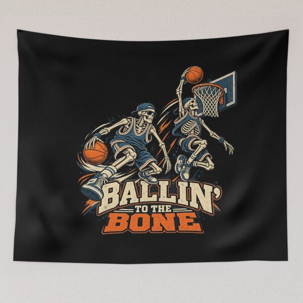 Item preview, Ballin’ To The Bone – Vintage Skeleton Basketball Graphic designed and sold by PhilllandArt.