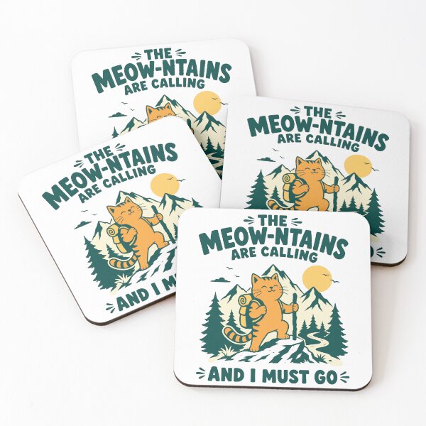 Item preview, The meow-ntains are calling cat hiking designed and sold by Traveldrawings.
