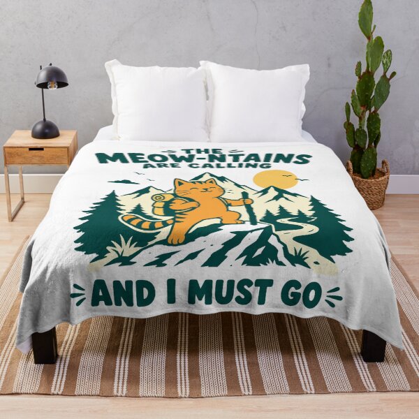Item preview, The meow-ntains are calling cat hiking designed and sold by Traveldrawings.