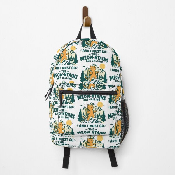 Item preview, The meow-ntains are calling cat hiking designed and sold by Traveldrawings.