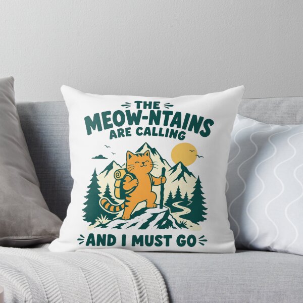 Item preview, The meow-ntains are calling cat hiking designed and sold by Traveldrawings.